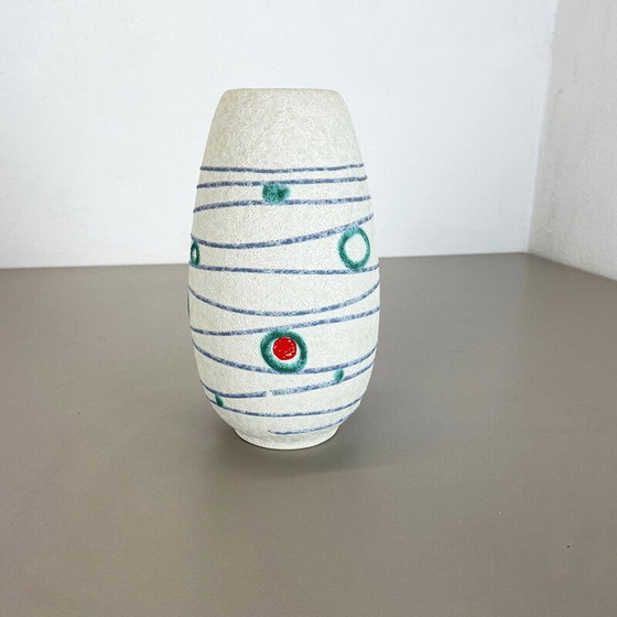 Image 1 of Vaso vintage in ceramica colorata "Stripe and Dots" per Jasba Ceramics, Germania, anni '50