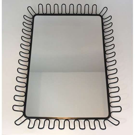 Image 1 of Vintage black lacquered metal mirror