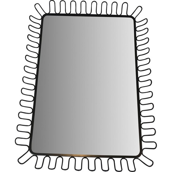 Image 1 of Vintage black lacquered metal mirror
