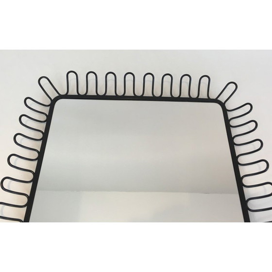 Image 1 of Vintage black lacquered metal mirror