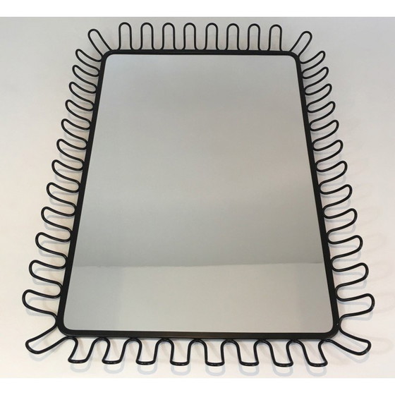 Image 1 of Vintage black lacquered metal mirror