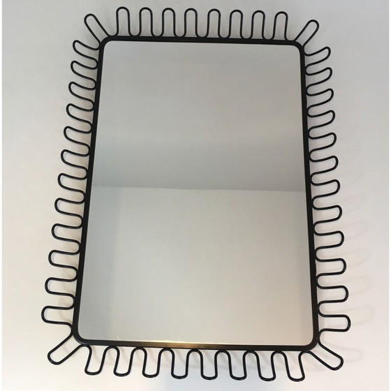 Image 1 of Vintage black lacquered metal mirror