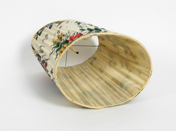 Image 1 of Large 1960s KPM table lamp in porcelain and pleated silk lampshade with colorful floral pattern