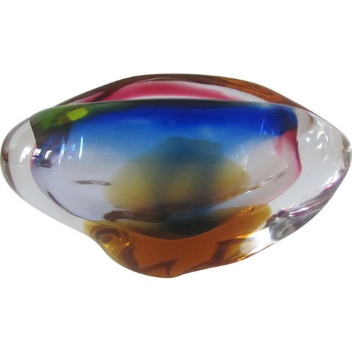 Vintage ashtray in metallic glass, Czechoslovakia 1960