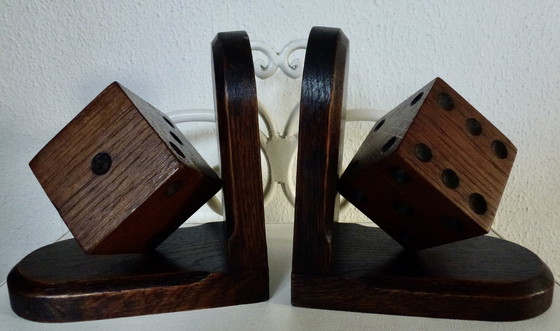 Image 1 of Fermalibri vintage (2) - Legno, con dado