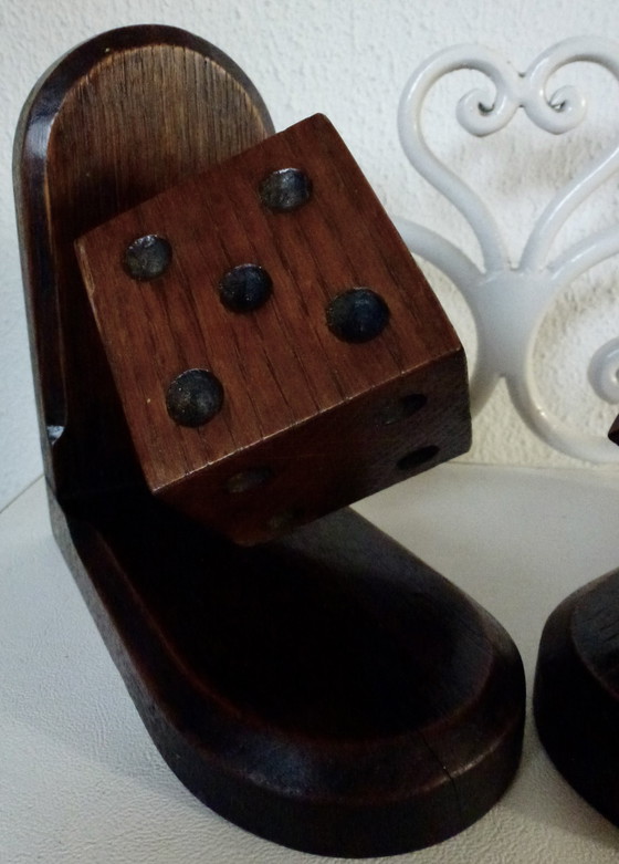 Image 1 of Fermalibri vintage (2) - Legno, con dado