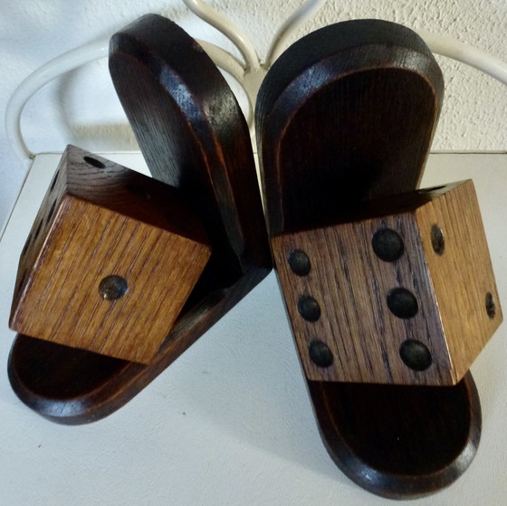 Image 1 of Fermalibri vintage (2) - Legno, con dado