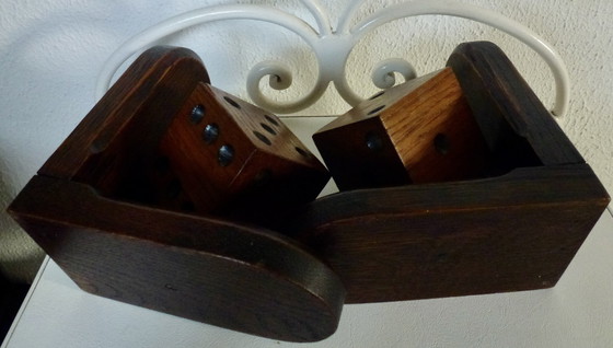Image 1 of Fermalibri vintage (2) - Legno, con dado