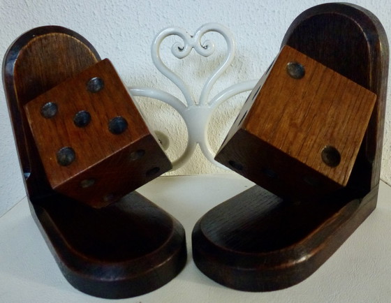 Image 1 of Fermalibri vintage (2) - Legno, con dado