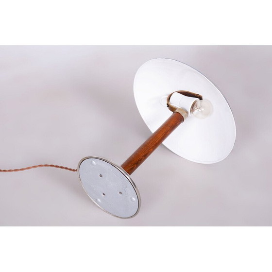 Image 1 of Vintage Art Deco table lamp in chrome steel and wood, Czechoslovakia 1930