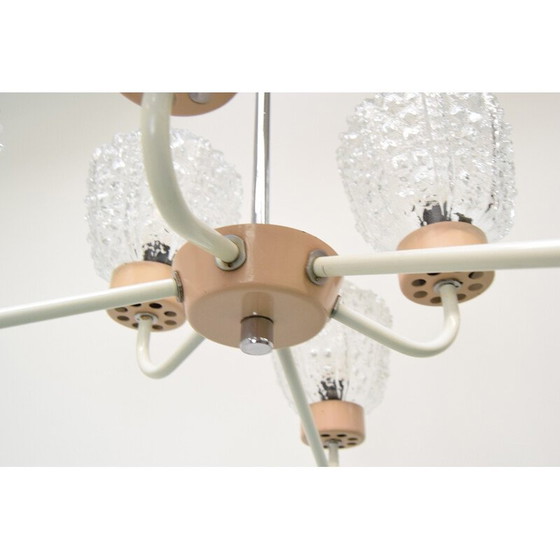 Image 1 of Vintage glass and metal chandelier by Jilové u Děčína, Czechoslovakia 1970