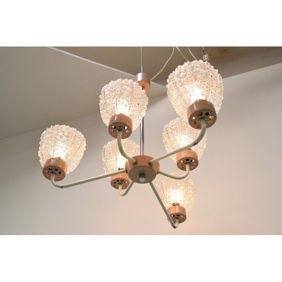 Image 1 of Vintage glass and metal chandelier by Jilové u Děčína, Czechoslovakia 1970
