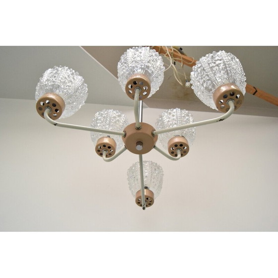 Image 1 of Vintage glass and metal chandelier by Jilové u Děčína, Czechoslovakia 1970