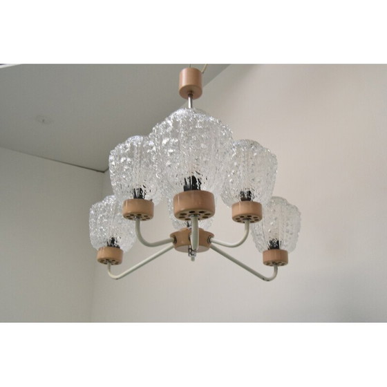 Image 1 of Vintage glass and metal chandelier by Jilové u Děčína, Czechoslovakia 1970