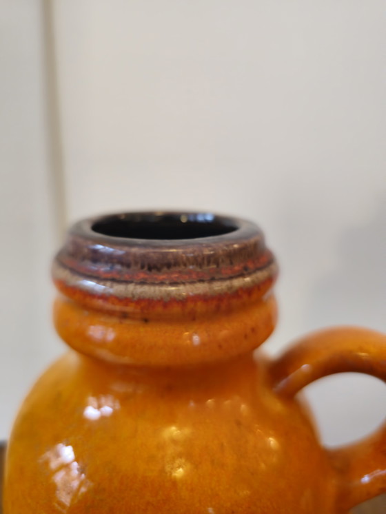 Image 1 of Vaso vintage a forma di orecchio della Germania Ovest, arancione e marrone