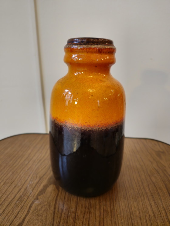 Image 1 of Vaso vintage a forma di orecchio della Germania Ovest, arancione e marrone