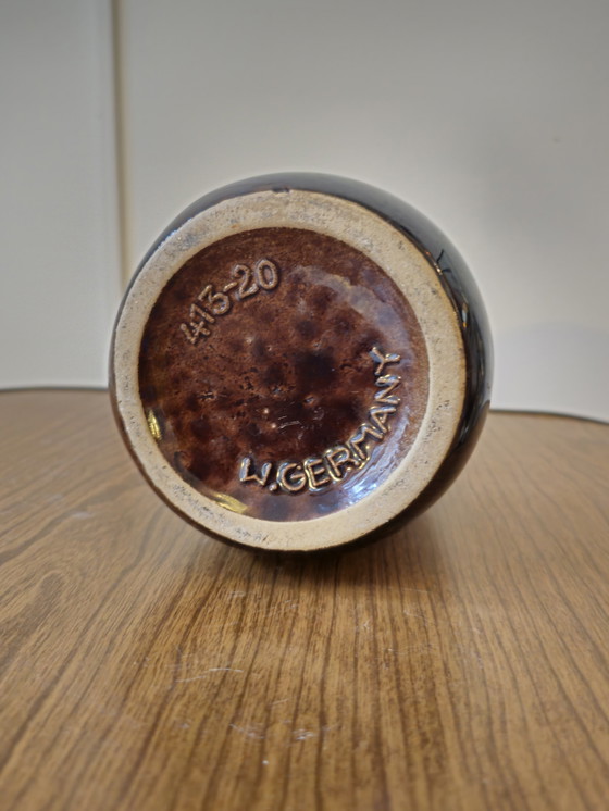 Image 1 of Vaso vintage a forma di orecchio della Germania Ovest, arancione e marrone