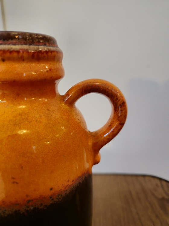 Image 1 of Vaso vintage a forma di orecchio della Germania Ovest, arancione e marrone