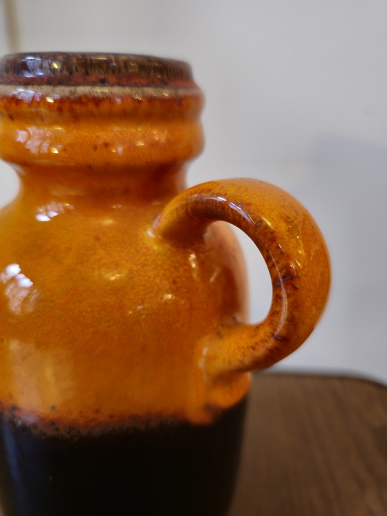 Image 1 of Vaso vintage a forma di orecchio della Germania Ovest, arancione e marrone