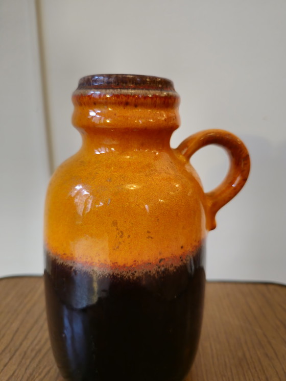 Image 1 of Vaso vintage a forma di orecchio della Germania Ovest, arancione e marrone