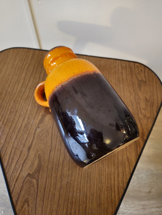 Image 1 of Vaso vintage a forma di orecchio della Germania Ovest, arancione e marrone