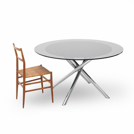 Image 1 of Vintage table with circular glass top by Carlo Bartoli for D70, 1970s