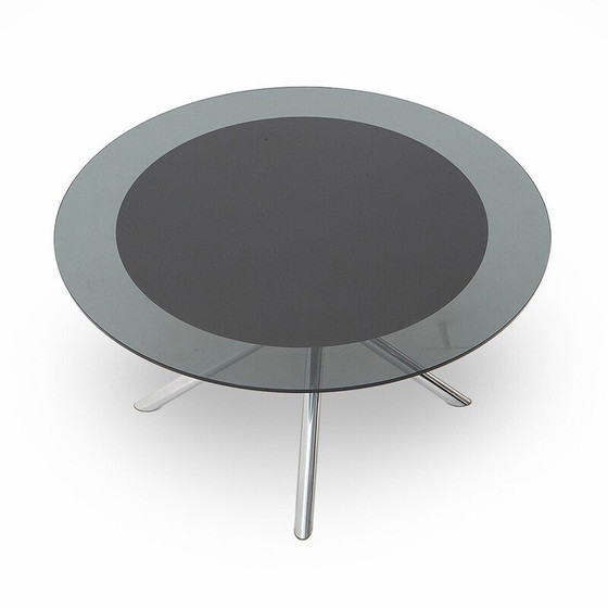 Image 1 of Vintage table with circular glass top by Carlo Bartoli for D70, 1970s