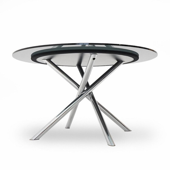 Image 1 of Vintage table with circular glass top by Carlo Bartoli for D70, 1970s