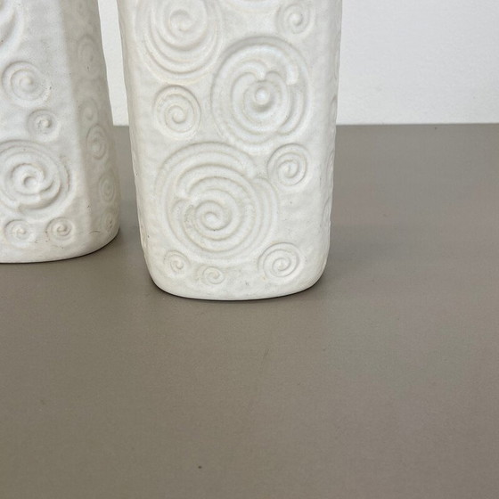 Image 1 of Pair of vintage pottery fat lava vases Jura 482-28 by Scheurich, Germany 1970s