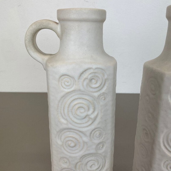 Image 1 of Pair of vintage pottery fat lava vases Jura 482-28 by Scheurich, Germany 1970s