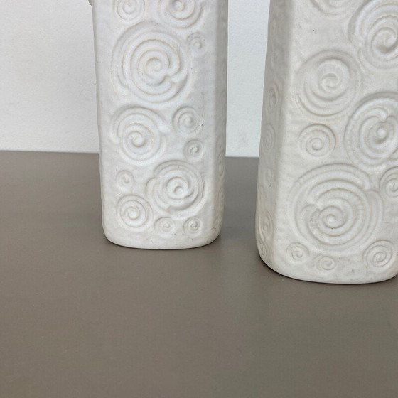 Image 1 of Pair of vintage pottery fat lava vases Jura 482-28 by Scheurich, Germany 1970s