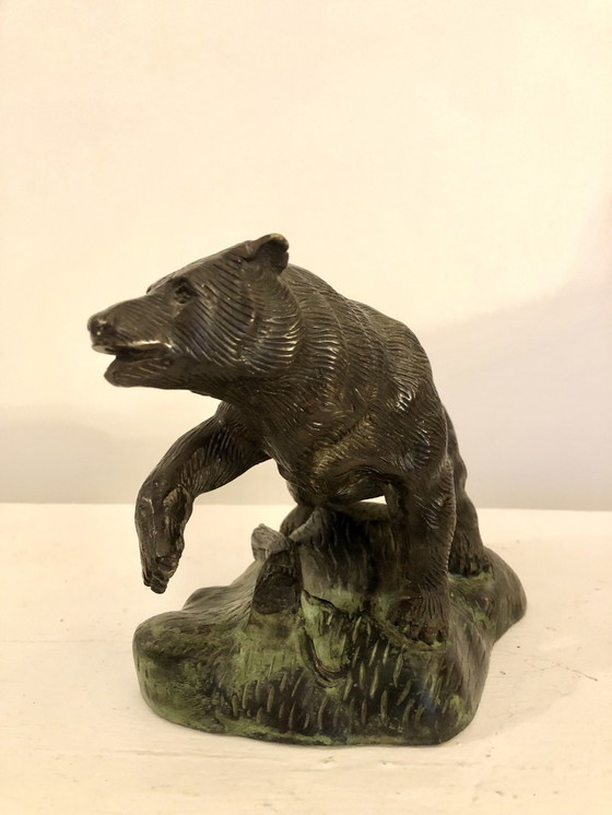 Image 1 of Antique Bronze Bear Sculpture