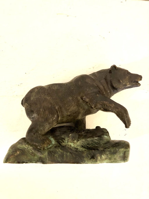 Antique Bronze Bear Sculpture