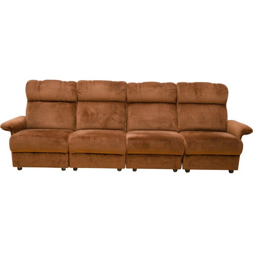 Vintage 3-seater sofa in plywood and fabric, Western Europe 1980