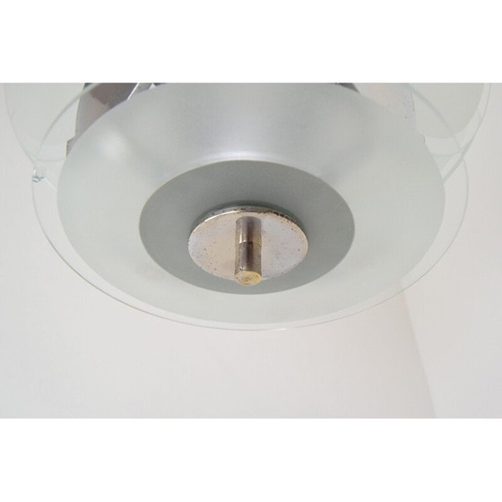 Image 1 of Lampadario vintage in vetro e cromo in stile art déco, Cecoslovacchia, 1930