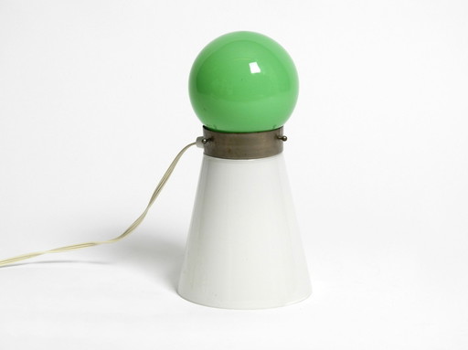 Beautiful Original 1960S Italian Table Lamp Made Of Green And White Murano Glass 