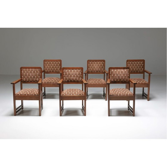 Image 1 of Set di 6 poltrone vintage della scuola di Amsterdam, Paesi Bassi 1940