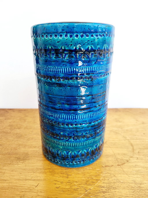 Bitossi Vase Glazed Ceramic, Rimini Decor, Aldo Londi, Years 1960s In Italy