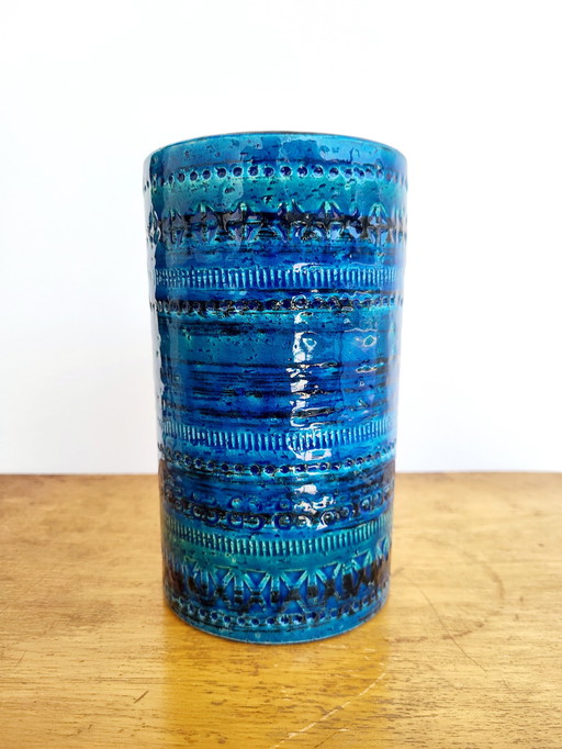 Bitossi Vase Glazed Ceramic, Rimini Decor, Aldo Londi, Years 1960s In Italy