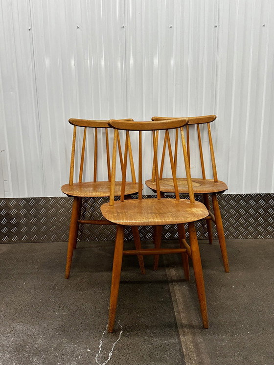 Image 1 of 3x Tapiovaara Fanett Bar chairs