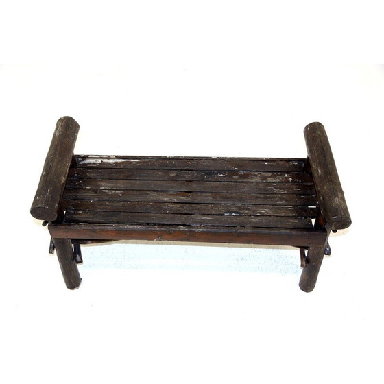 Image 1 of Vintage Brutalist bench in wood, Sweden 1970