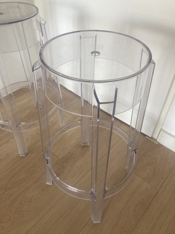 Image 1 of 2x Kartell Charles Ghost bar stools High By Phillippe Starck