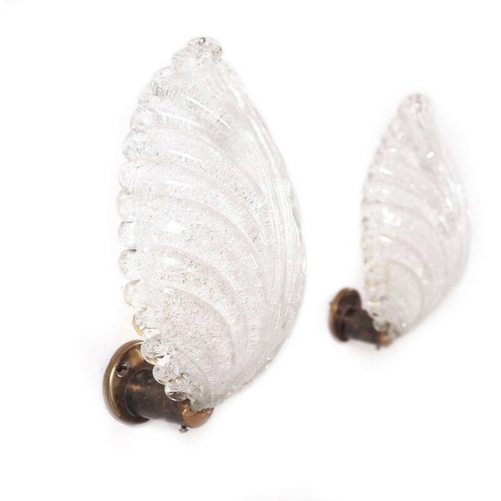 Image 1 of Pair of vintage Murano glass sconces by Barovier and Toso, Italy 1960