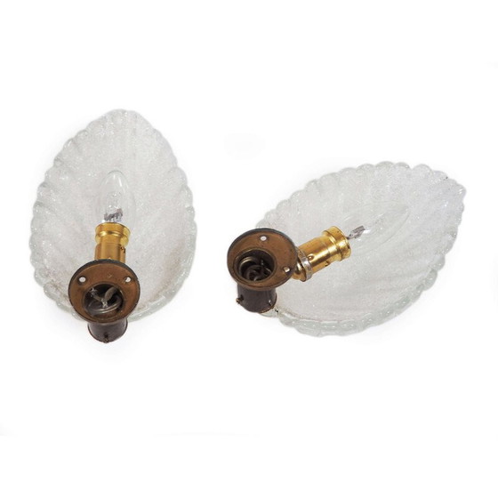 Image 1 of Pair of vintage Murano glass sconces by Barovier and Toso, Italy 1960