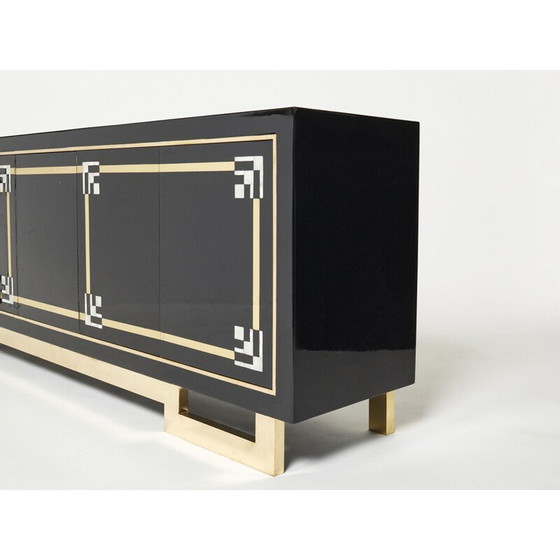 Image 1 of Vintage sideboard in black lacquer and brass by Guy Lefèvre for Maison Jansen, 1970