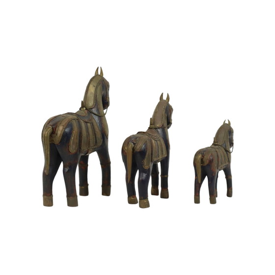 Image 1 of Vintage Wooden Marwari Horses