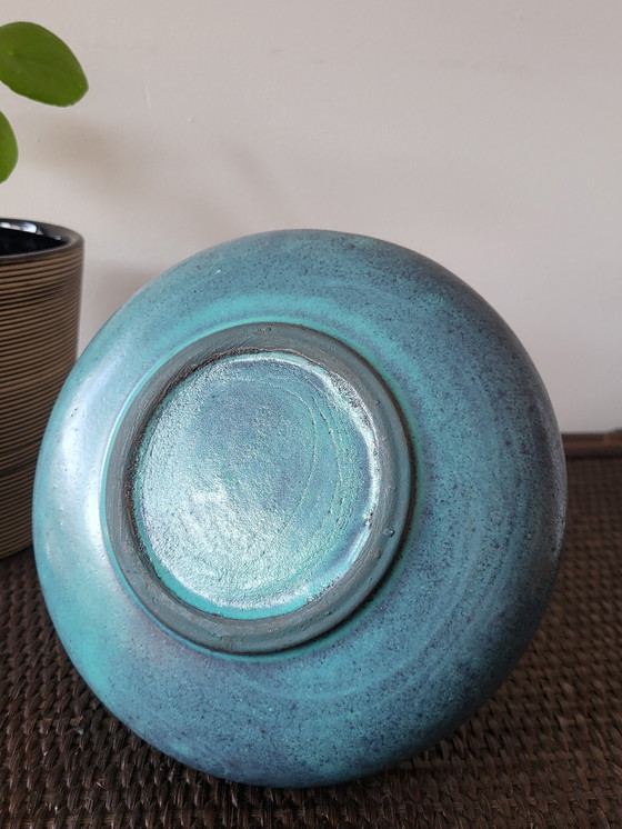 Image 1 of Vaso in terracotta vintage, design astratto con decorazioni a foglie