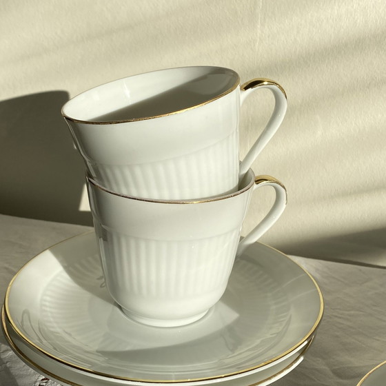 Image 1 of Juego de 6 tazas de café grandes Johann Seltman Vohenstraus Bavaria Porcelana y dorado