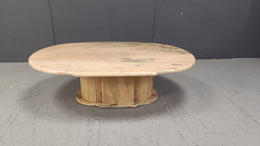 Vintage Oval Marble Coffee Table, 1970S 