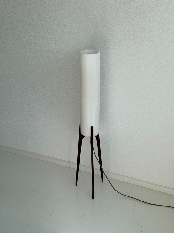 Image 1 of Teak Tripod Rocket Floor Lamp, Denmark 1960S